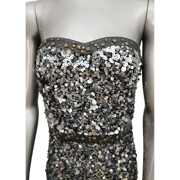 Free People NWT Sequin Strapless Studded Dress Faux Leather Detail 4 - Picture 5 of 10